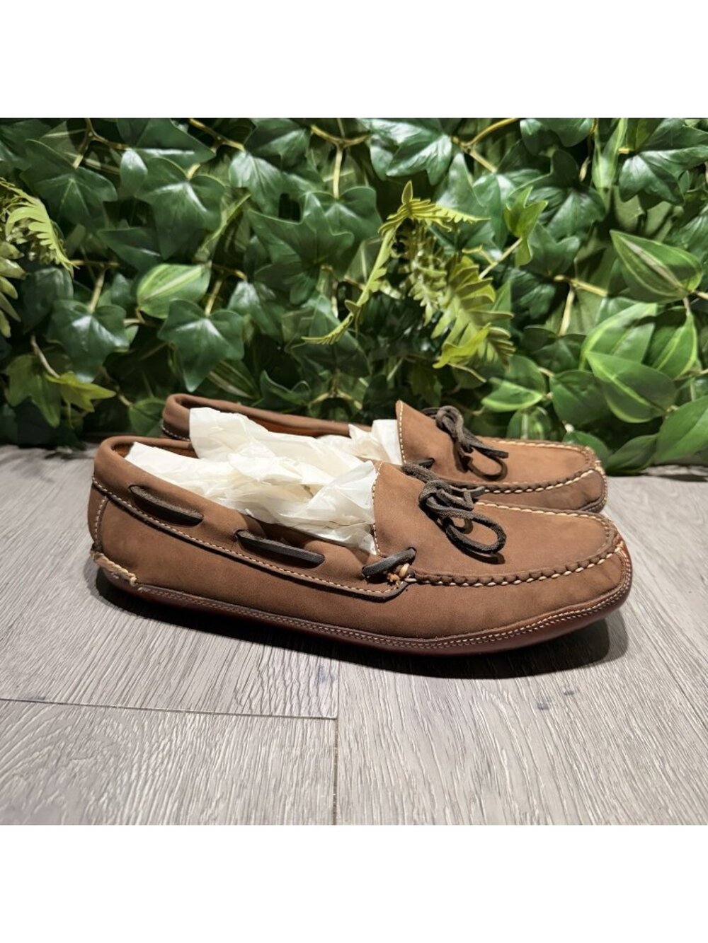 LL Bean Men's Slippers Double Sole Leather Slip On Shoes Brown Size 7 D